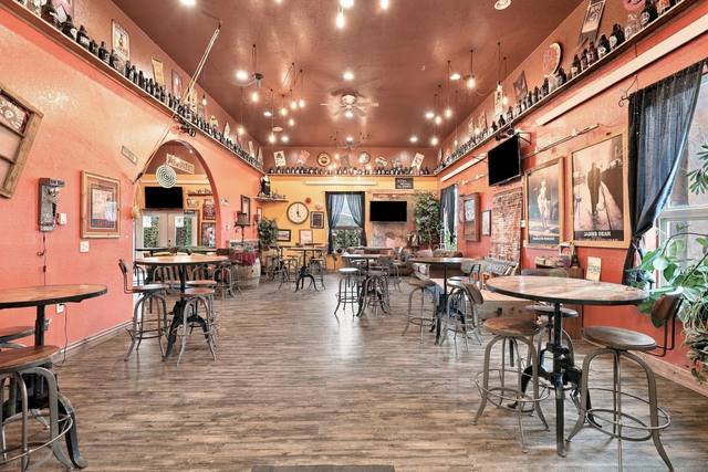 Taproom under string lights